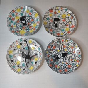 Vintage Fragonard Parfumeur Dessert Plates Dancing Ballerinas Art Deco Set of 4